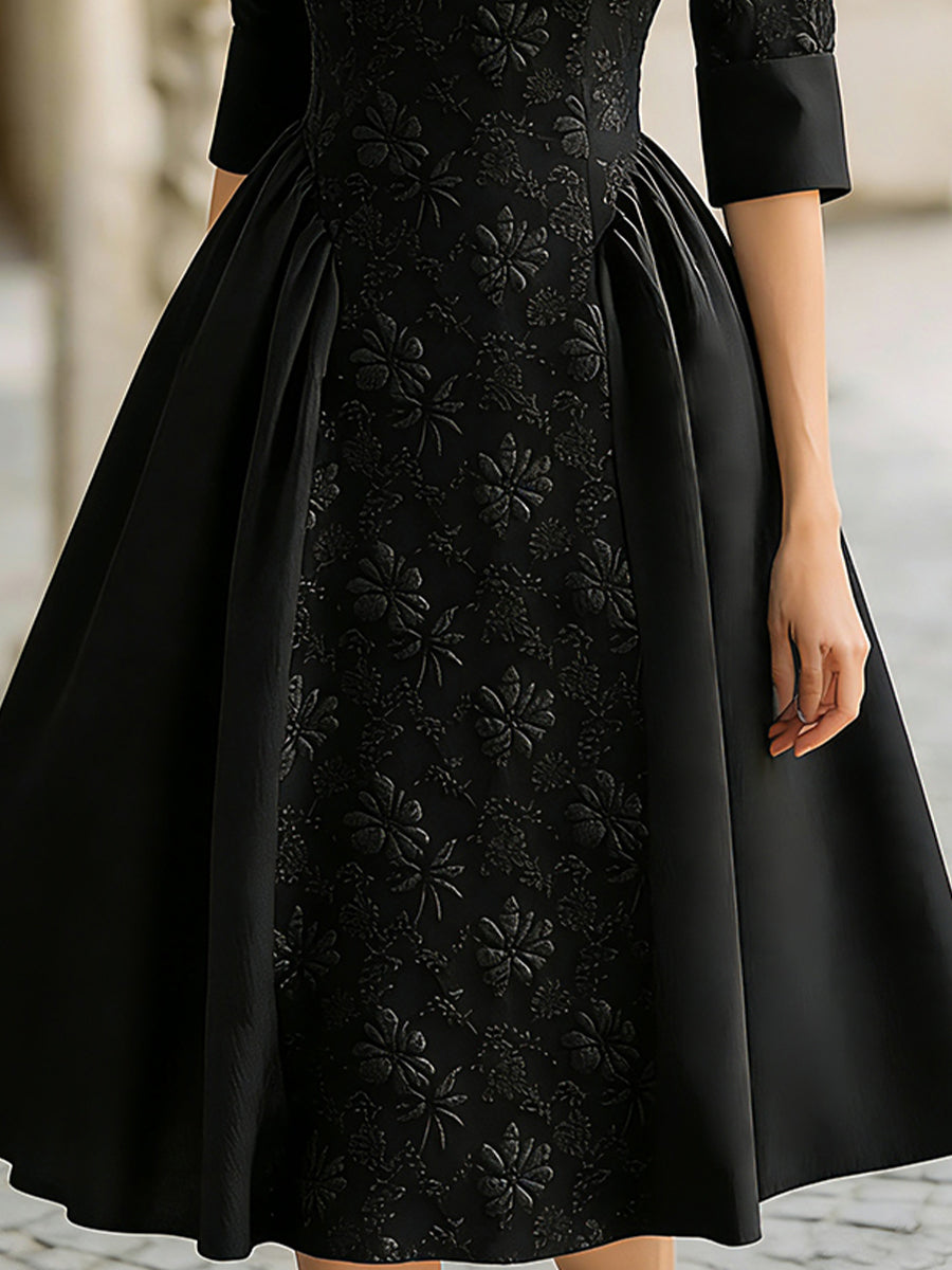Olivia Bennet | A-Line Midi Jacquard Dress