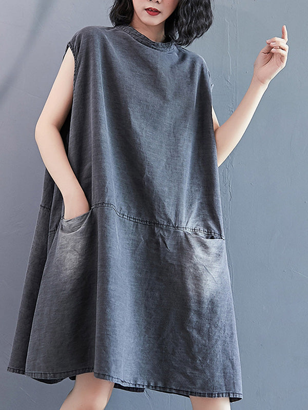 Olivia Bennet | Original Split-Joint With Pocket Denim Dress