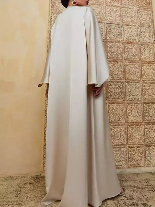 Olivia Bennet | Batwing Sleeves Solid Color Split-Front Maxi Dresses