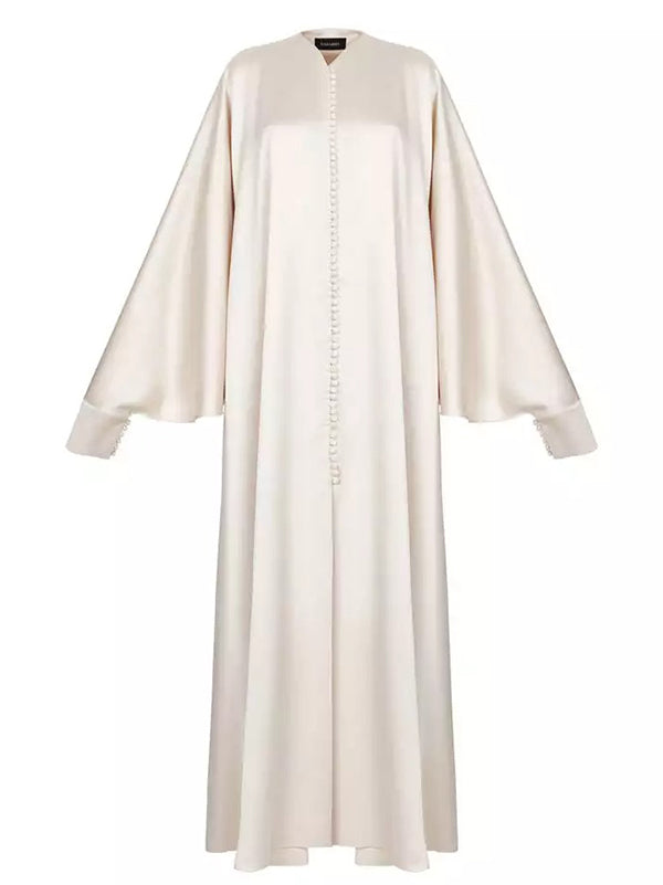 Olivia Bennet | Batwing Sleeves Solid Color Split-Front Maxi Dresses
