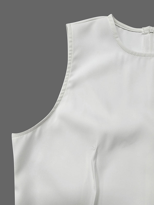 Olivia Bennet | Sleeveless Solid Color Round-Neck Maxi Dresses