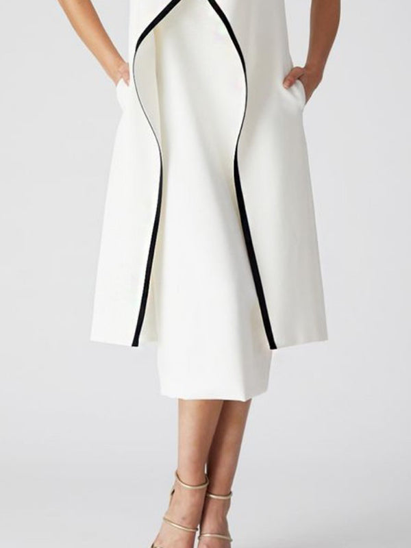 Olivia Bennet | False Two Sleeveless Solid Color Midi Dresses