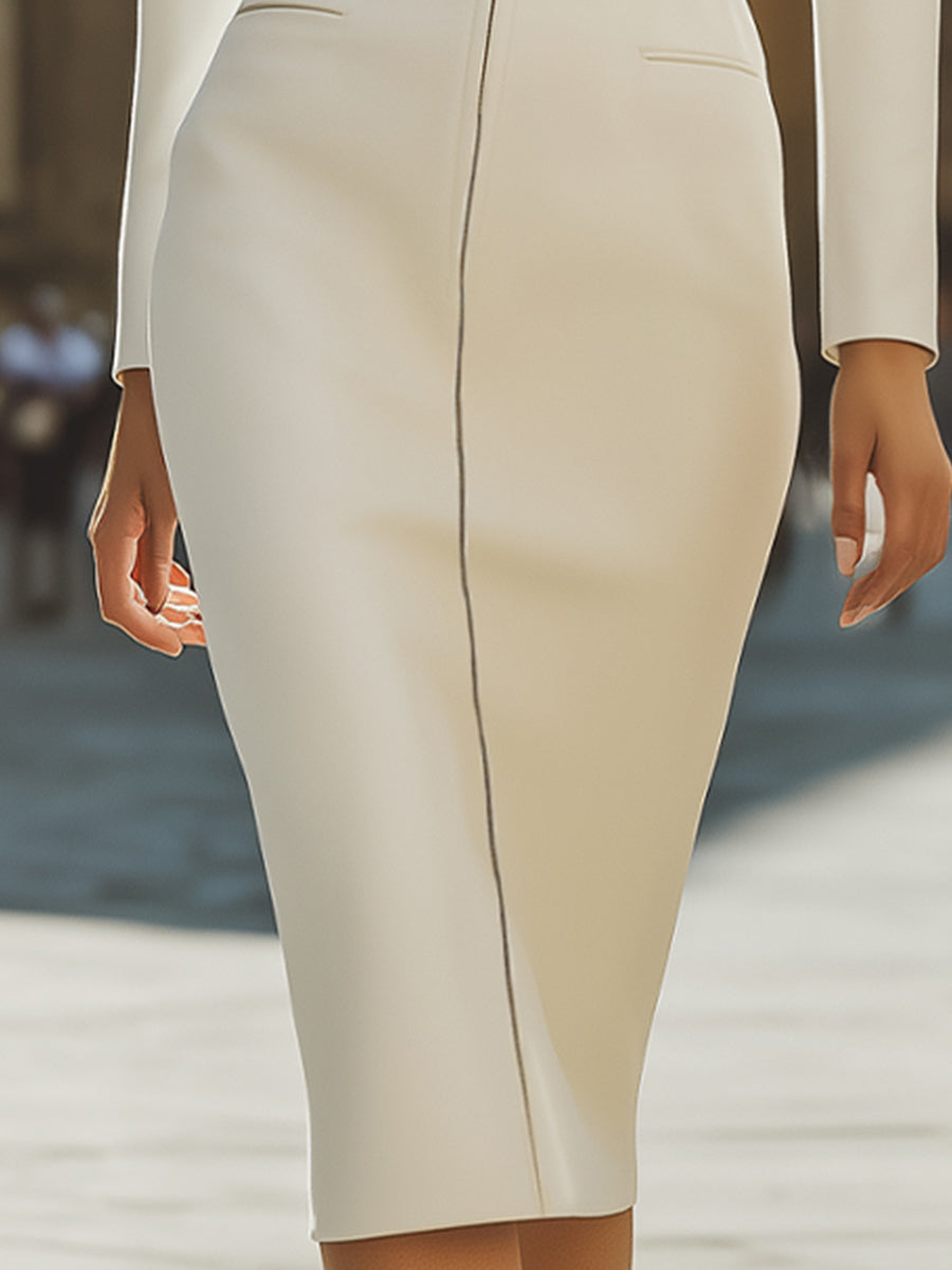 Olivia Bennet | Structured Zip-Front Ponte Midi Dress
