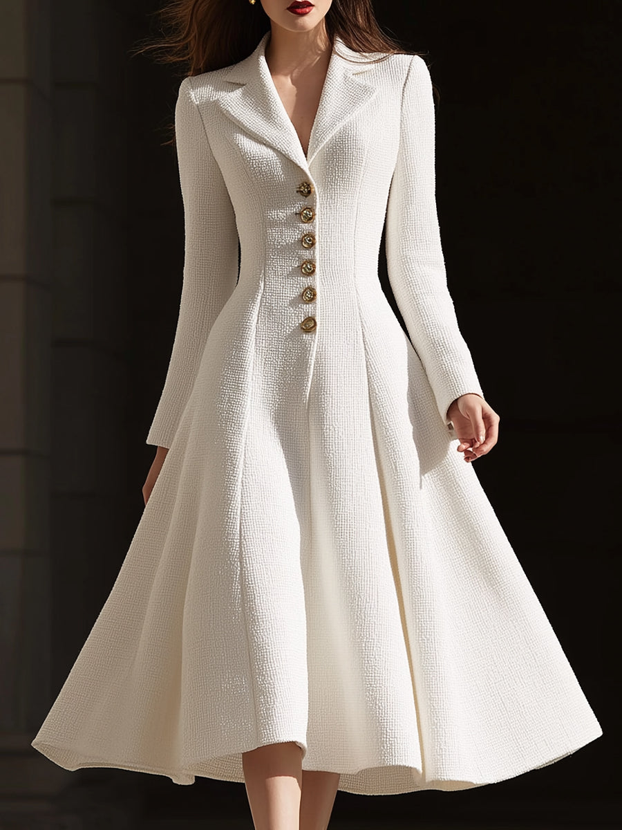 Olivia Bennet | Ivory Tailored Midi Tweed Dress