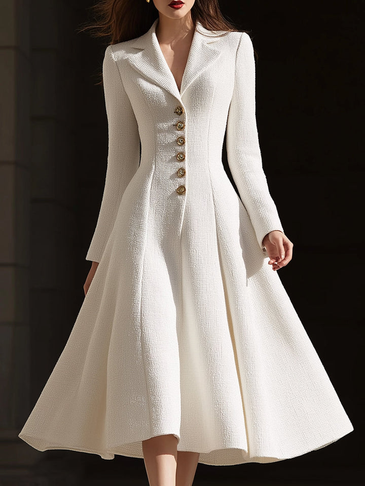 Olivia Bennet | Ivory Tailored Midi Tweed Dress