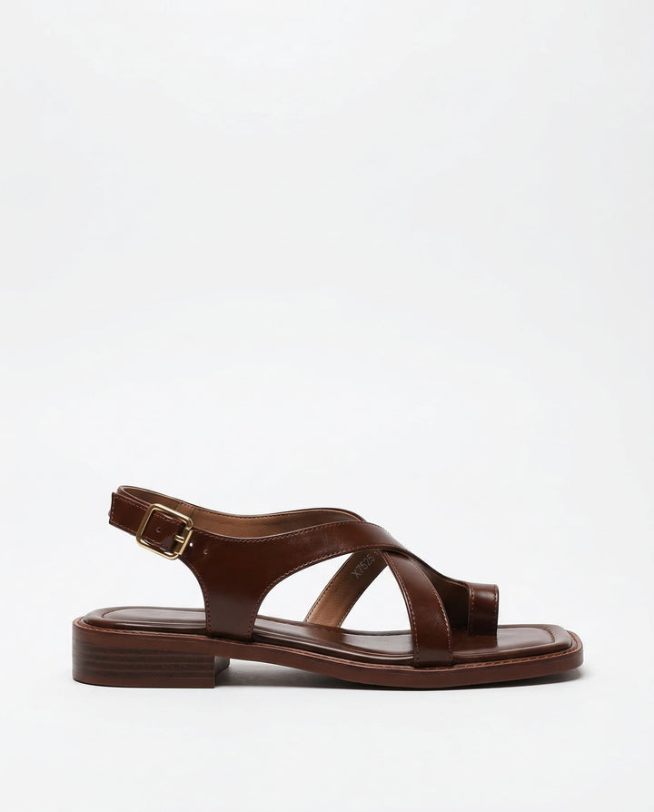 Olivia Bennet | Leather Cross Sandals for Women