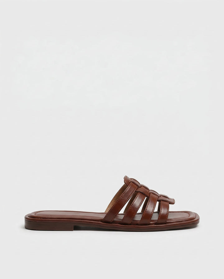 Olivia Bennet | Italian Leather Slides for Women in Natural Color