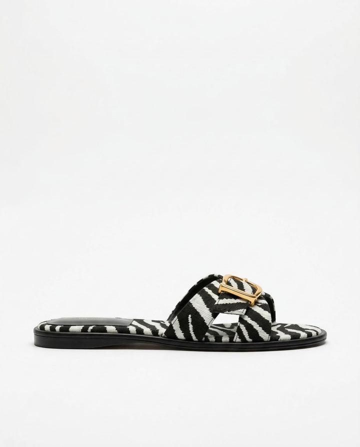 Olivia Bennet | Italian Leather Cutout Slide Sandal for Women