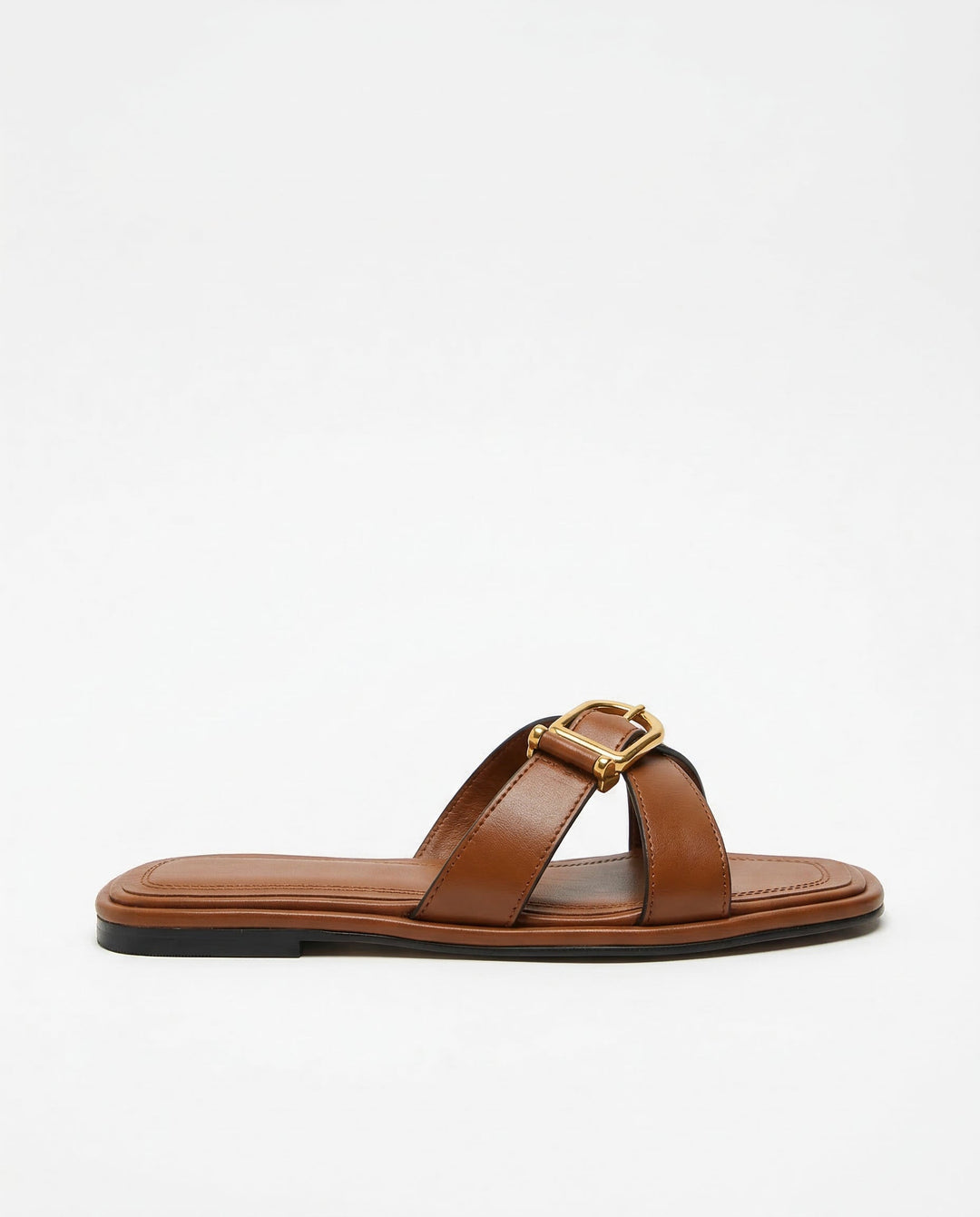 Olivia Bennet | Italian Leather Cutout Slide Sandal for Women