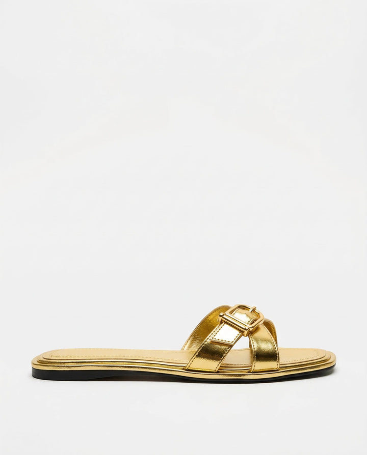 Olivia Bennet | Italian Leather Cutout Slide Sandal for Women