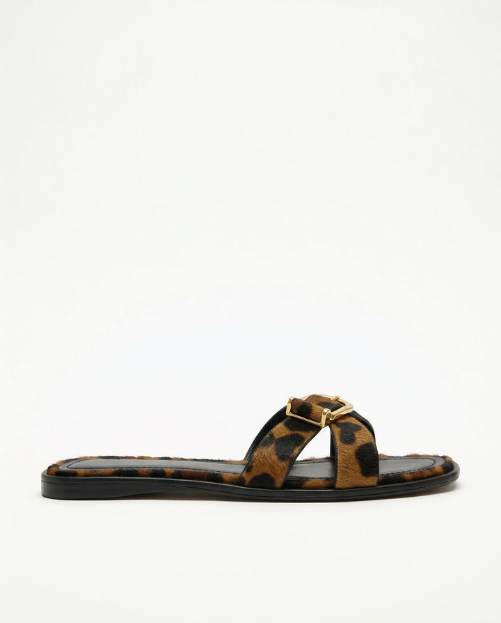 Olivia Bennet | Italian Leather Cutout Slide Sandal for Women