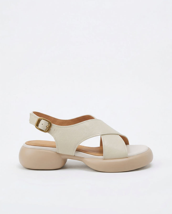 Olivia Bennet | Soft Crossband Slides for Women in Natural Color