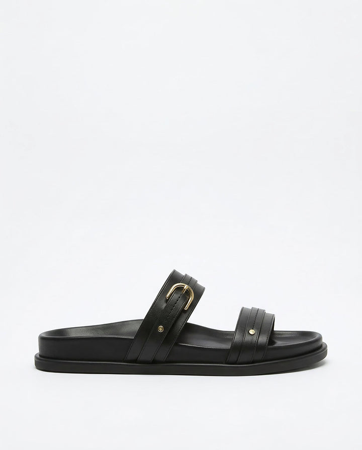 Olivia Bennet | Twin Strap Flats for Women in Natural Material