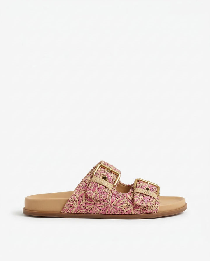 Olivia Bennet | Buckle Sandal for Women in Leather, Casual, Tan