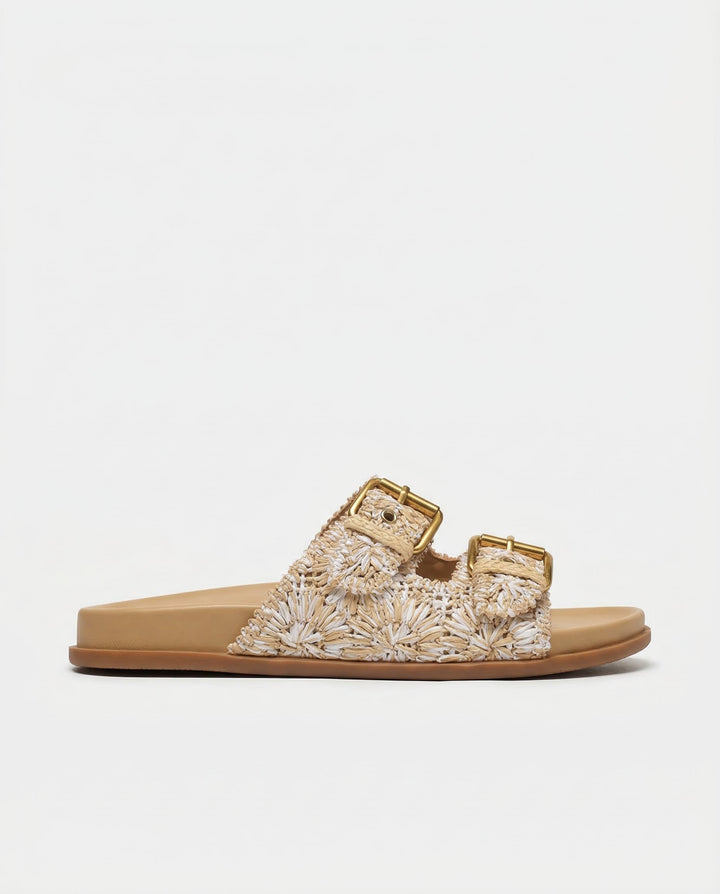 Olivia Bennet | Buckle Sandal for Women in Leather, Casual, Tan