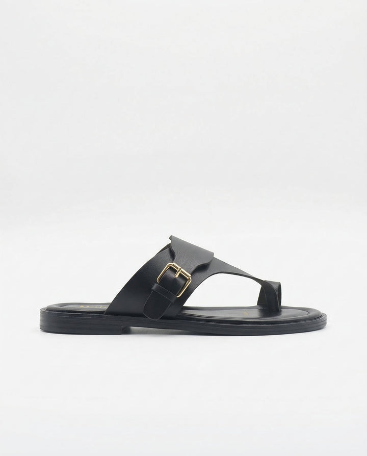 Olivia Bennet | Leather Buckle Sandal for Women in Natural Color