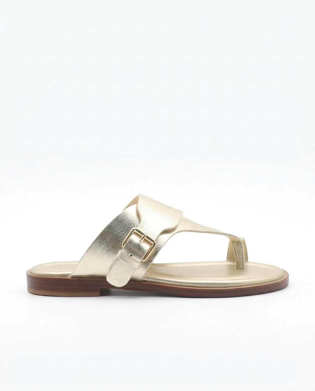 Olivia Bennet | Leather Buckle Sandal for Women in Natural Color