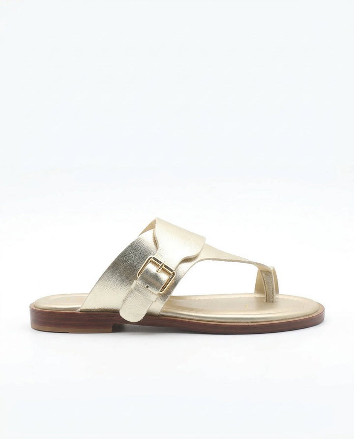 Olivia Bennet | Leather Buckle Sandal for Women in Natural Color