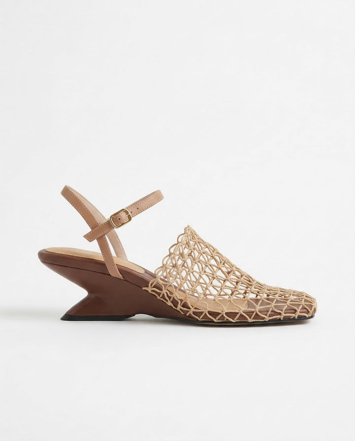 Olivia Bennet | Mesh Weave Heels for Women in Black