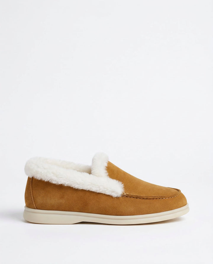 Olivia Bennet | Shearling Loafer Boots for Women in Brown
