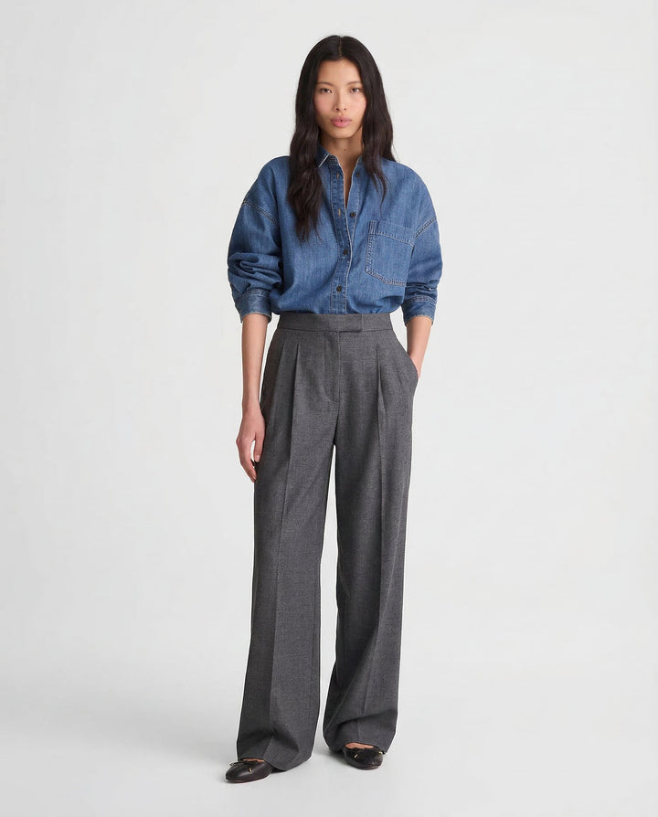 Olivia Bennet | Wide Leg Draped Pants for Women in Soft Fabric, Black