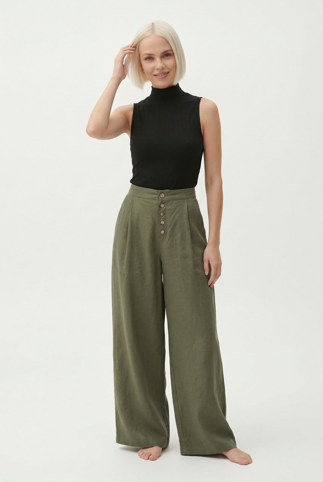 Olivia Bennet | Cotton Wide-Leg Pant for Women in Natural