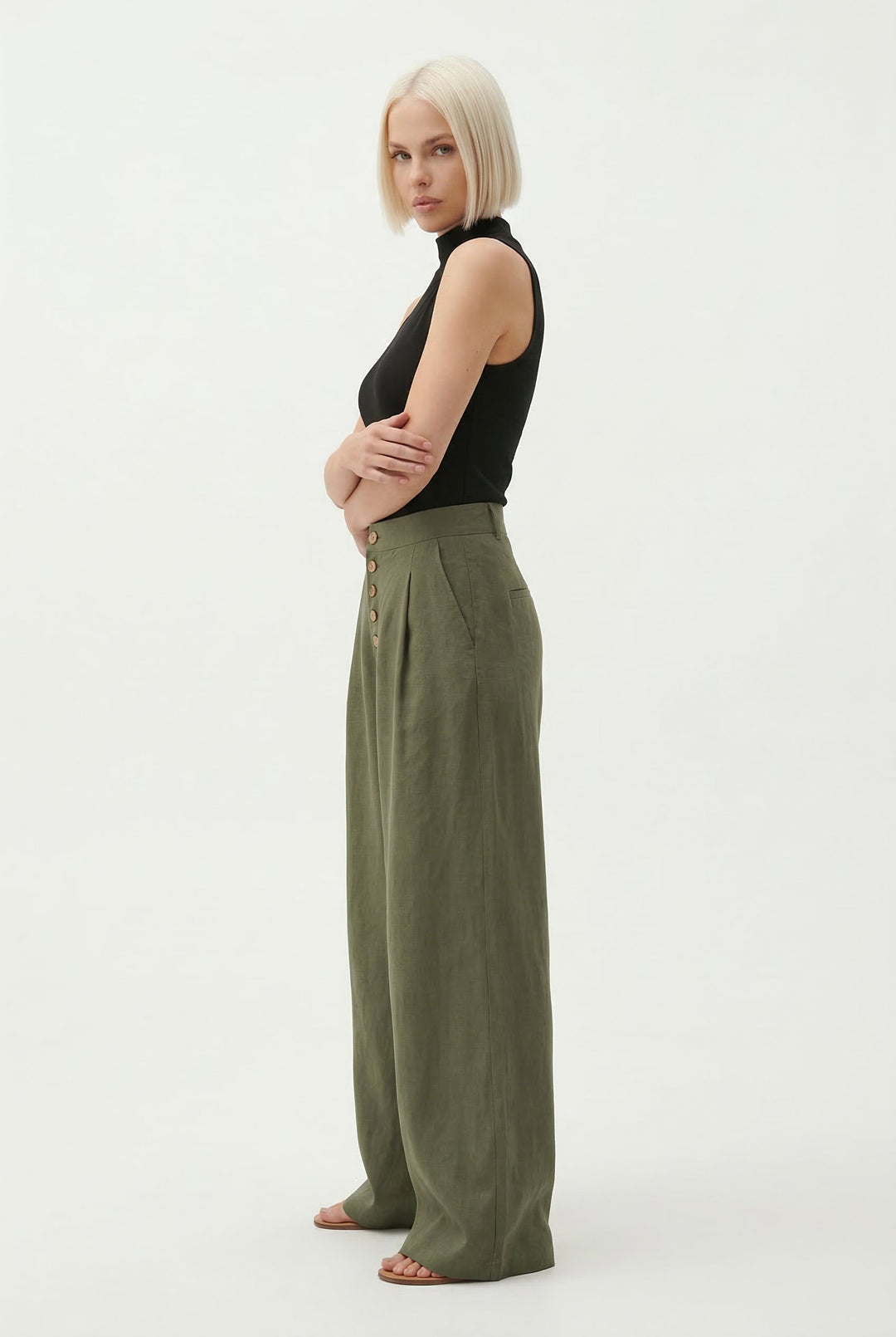 Olivia Bennet | Cotton Wide-Leg Pant for Women in Natural