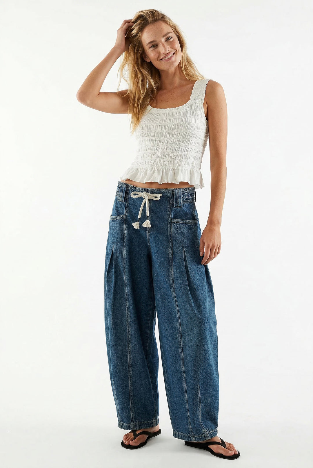 Olivia Bennet | Drawstring Denim Pants for Women