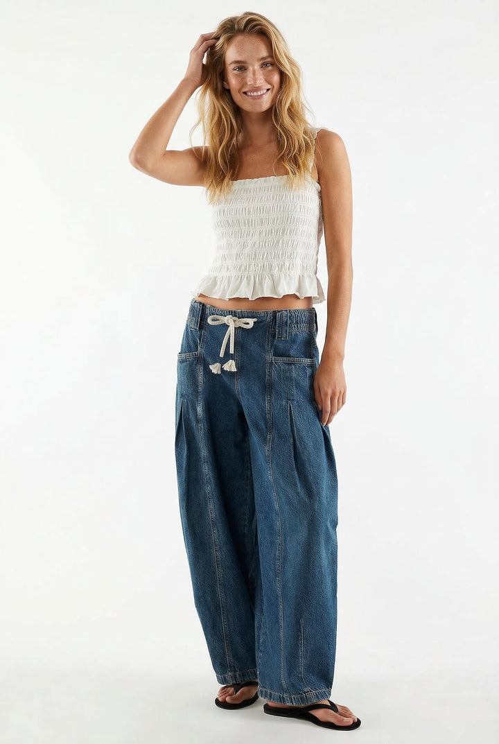 Olivia Bennet | Drawstring Denim Pants for Women