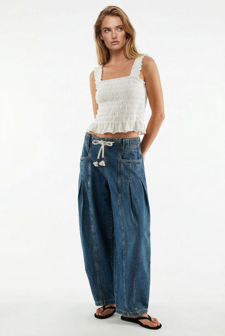 Olivia Bennet | Drawstring Denim Pants for Women