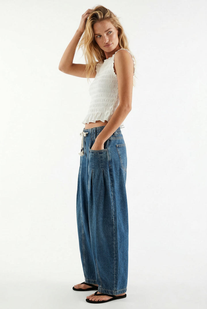 Olivia Bennet | Drawstring Denim Pants for Women