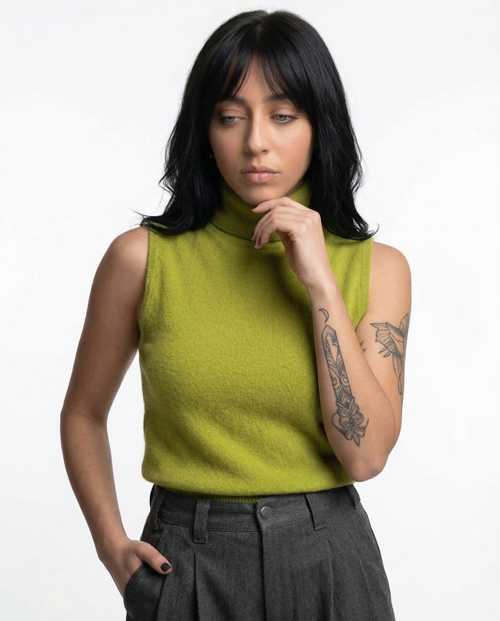 Olivia Bennet | High-Neck Vest for Women in Black