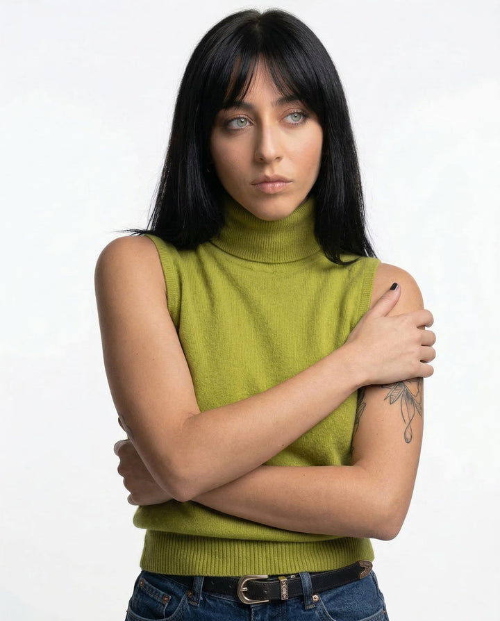 Olivia Bennet | High-Neck Vest for Women in Black