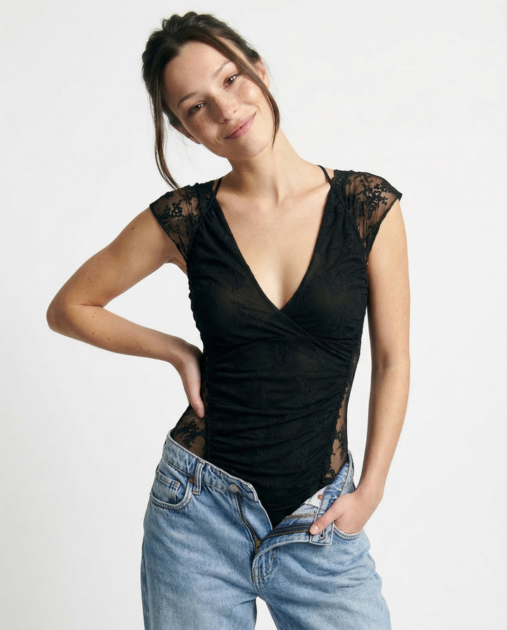 Olivia Bennet | Mesh Top for Women in Green
