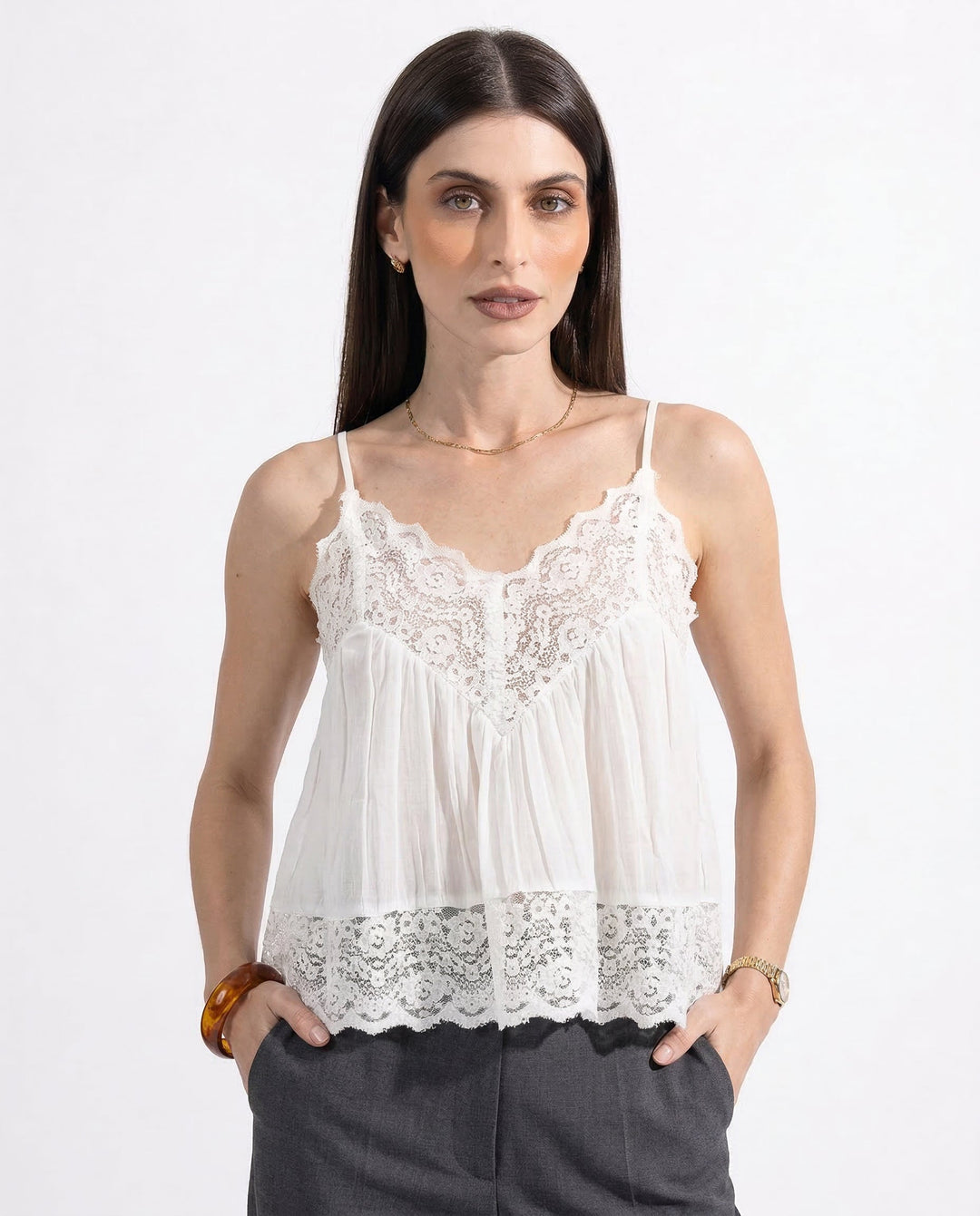 Olivia Bennet | Lace Cami for Women in White