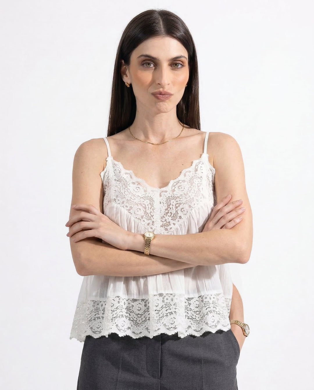 Olivia Bennet | Lace Cami for Women in White