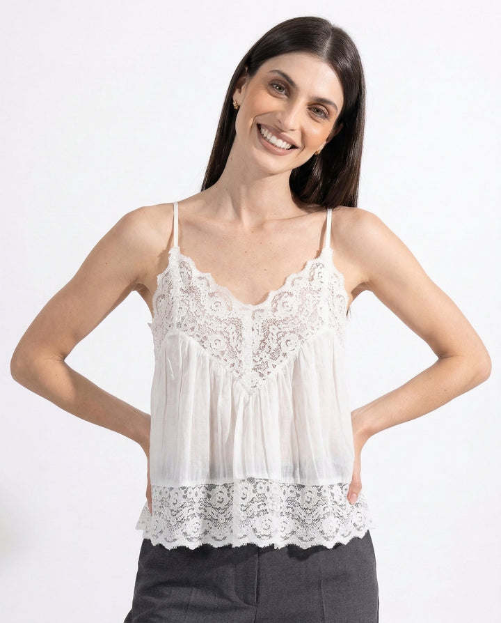 Olivia Bennet | Lace Cami for Women in White