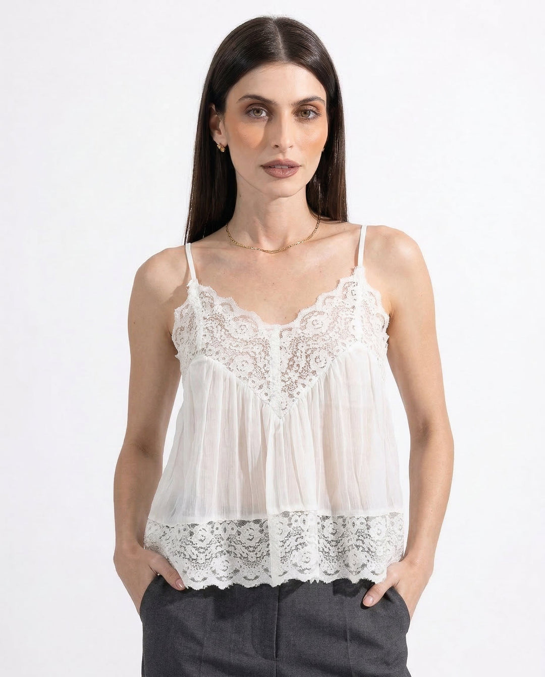 Olivia Bennet | Lace Cami for Women in White