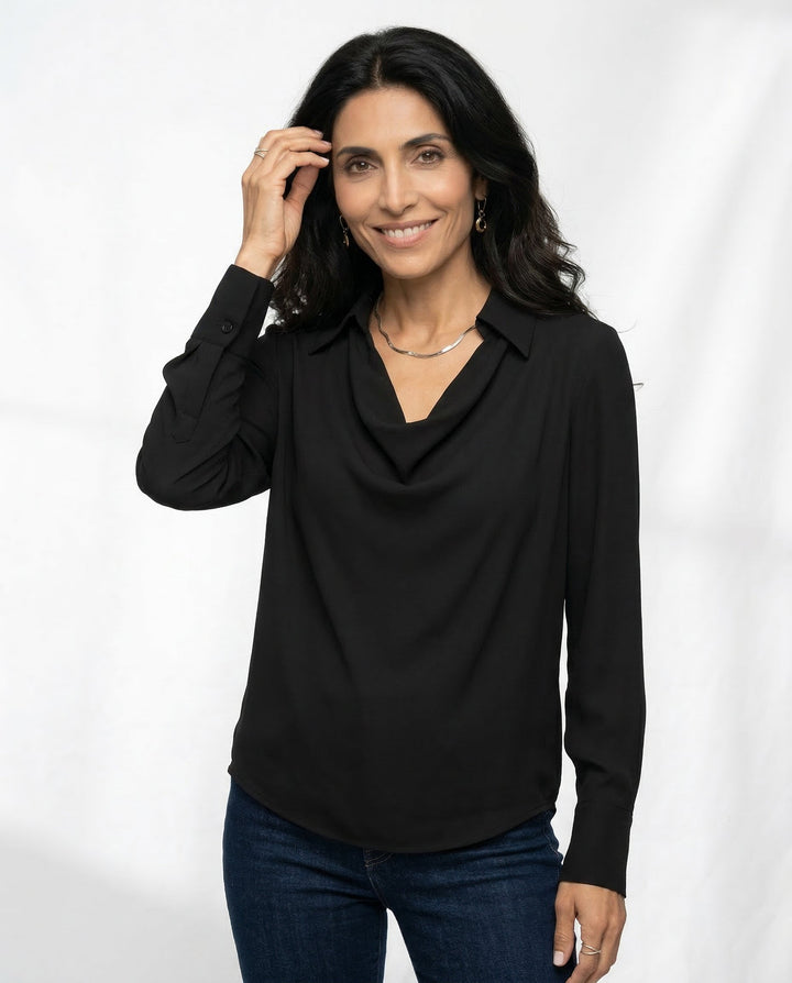 Olivia Bennet | Silk Full Sleeve Shirt for Women in Classic White