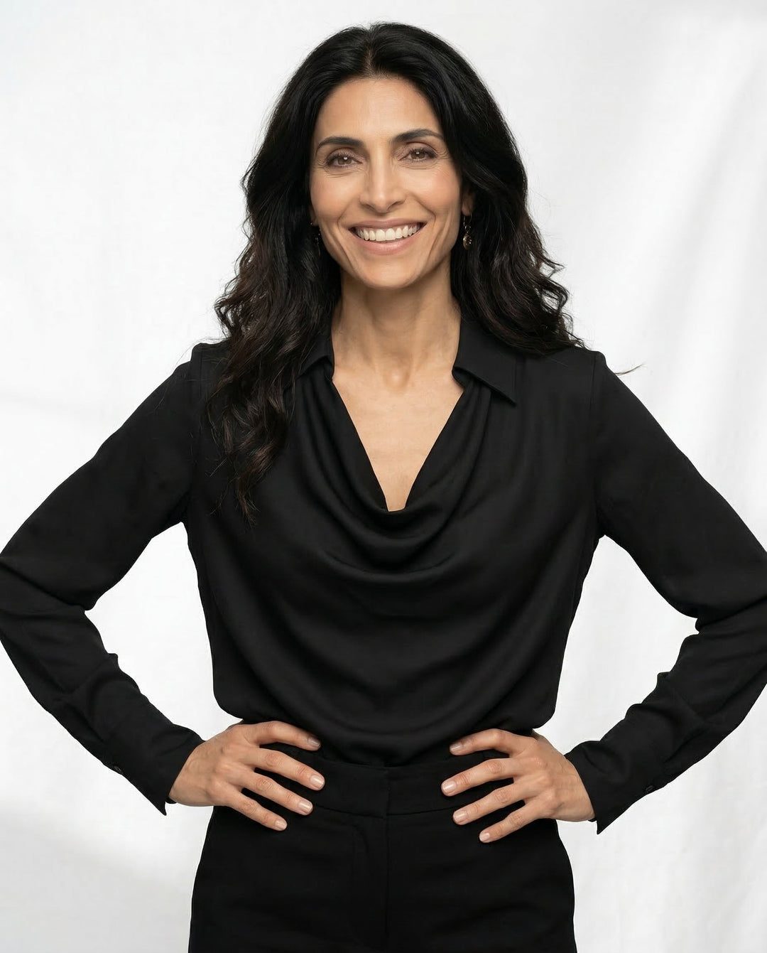Olivia Bennet | Silk Full Sleeve Shirt for Women in Classic White