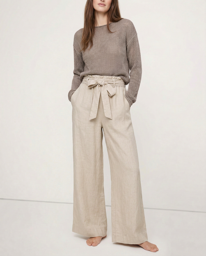 Olivia Bennet | Linen Wide Leg Pant for Women in Ruffle Style