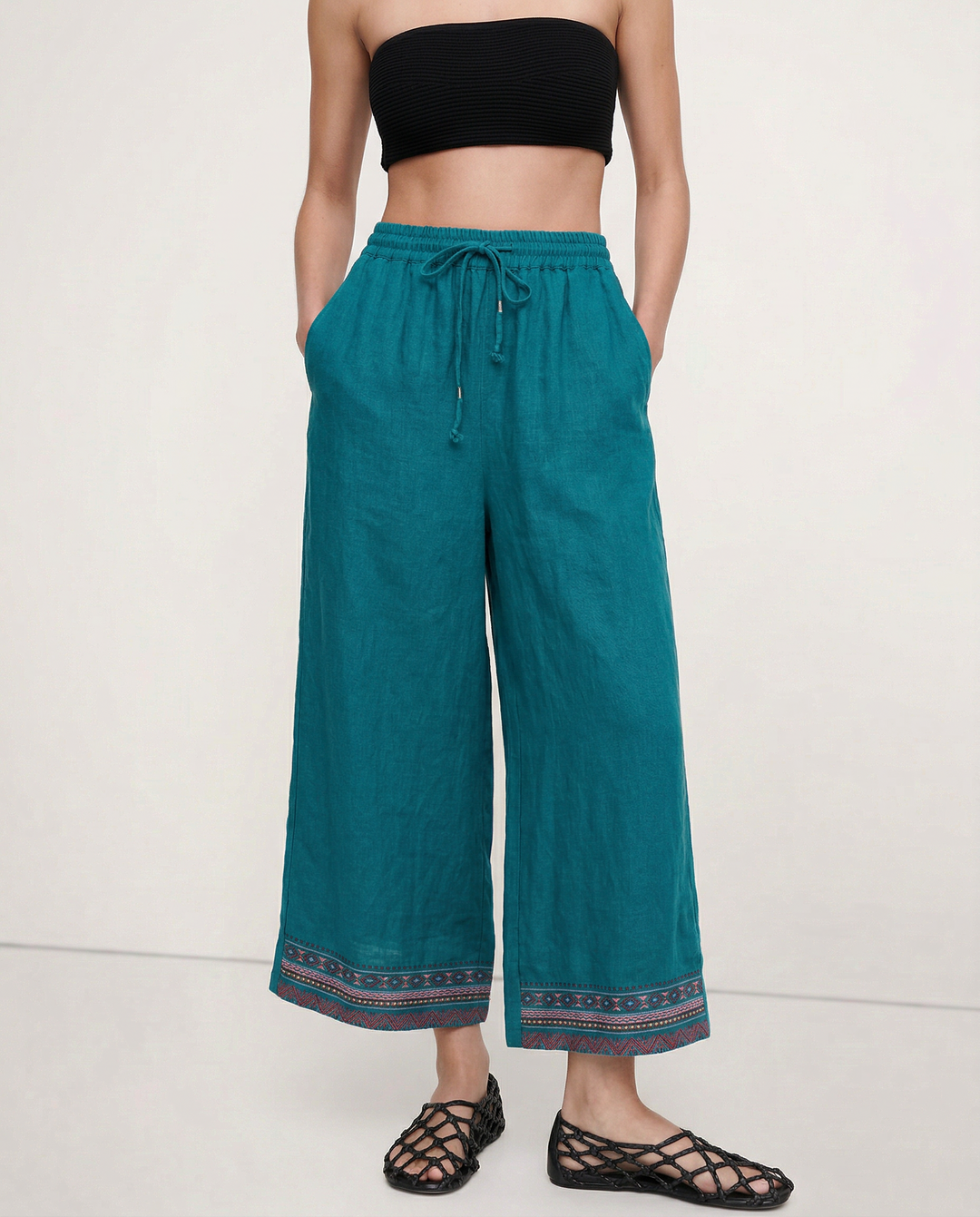 Olivia Bennet | Wide Leg Pant for Women in Natural Fabric