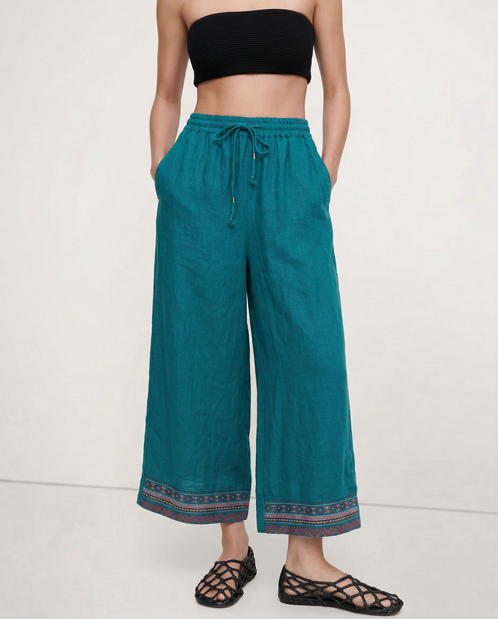 Olivia Bennet | Wide Leg Pant for Women in Natural Fabric