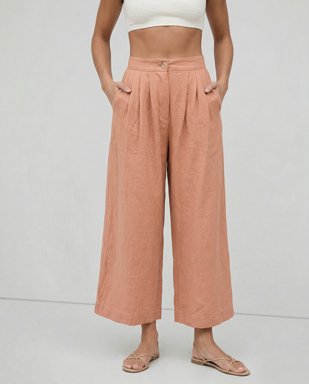 Olivia Bennet | Pleated Linen Culotte Pant