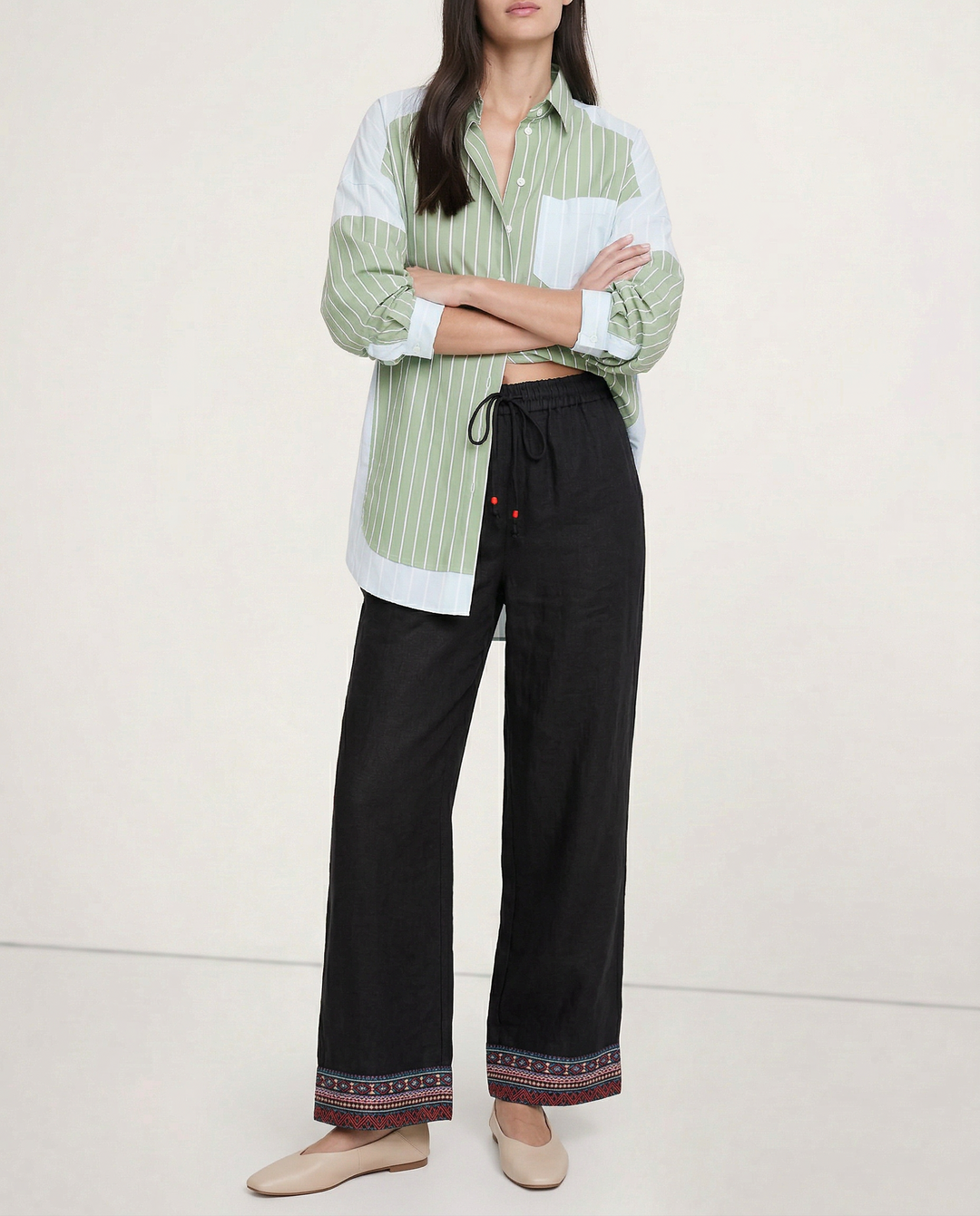 Olivia Bennet | Wide Leg Pant for Women in Natural Fabric