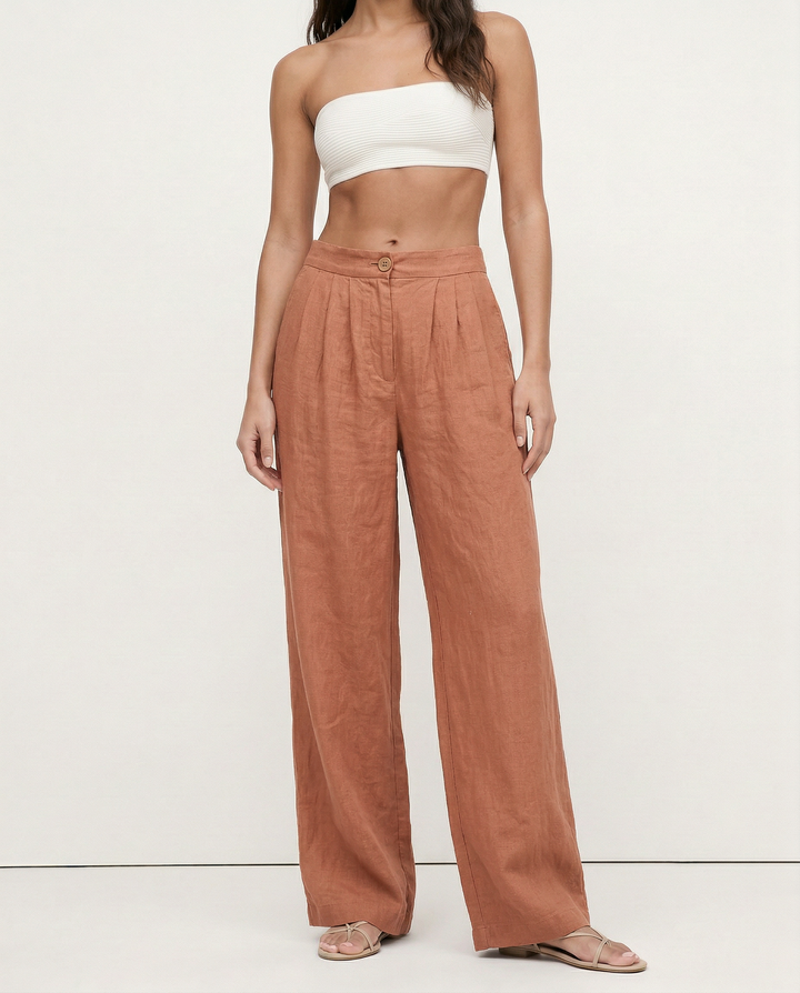 Olivia Bennet | Pleated Linen Culotte Pant