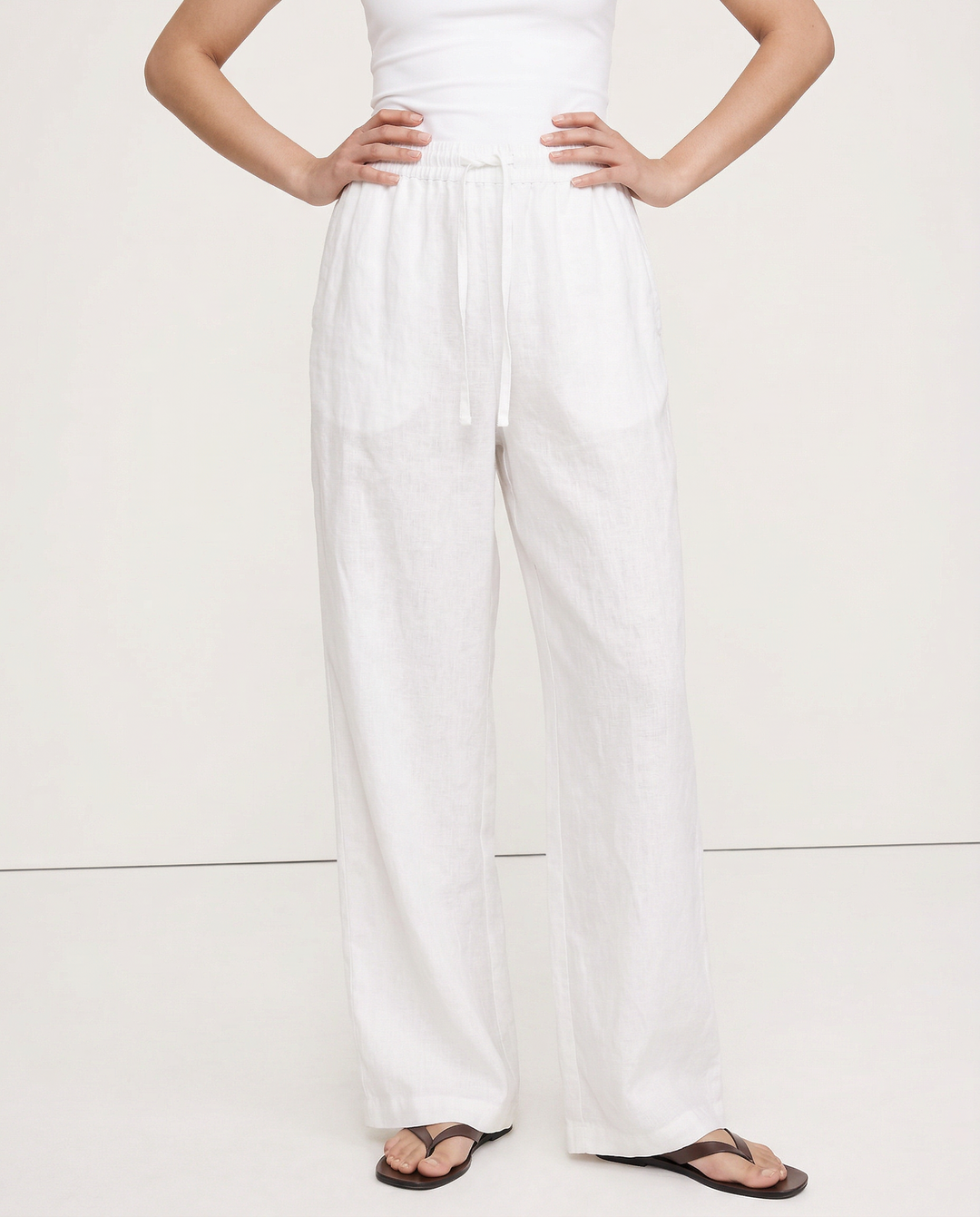 Olivia Bennet | Wide Leg Linen Pant for Women in Natural Color