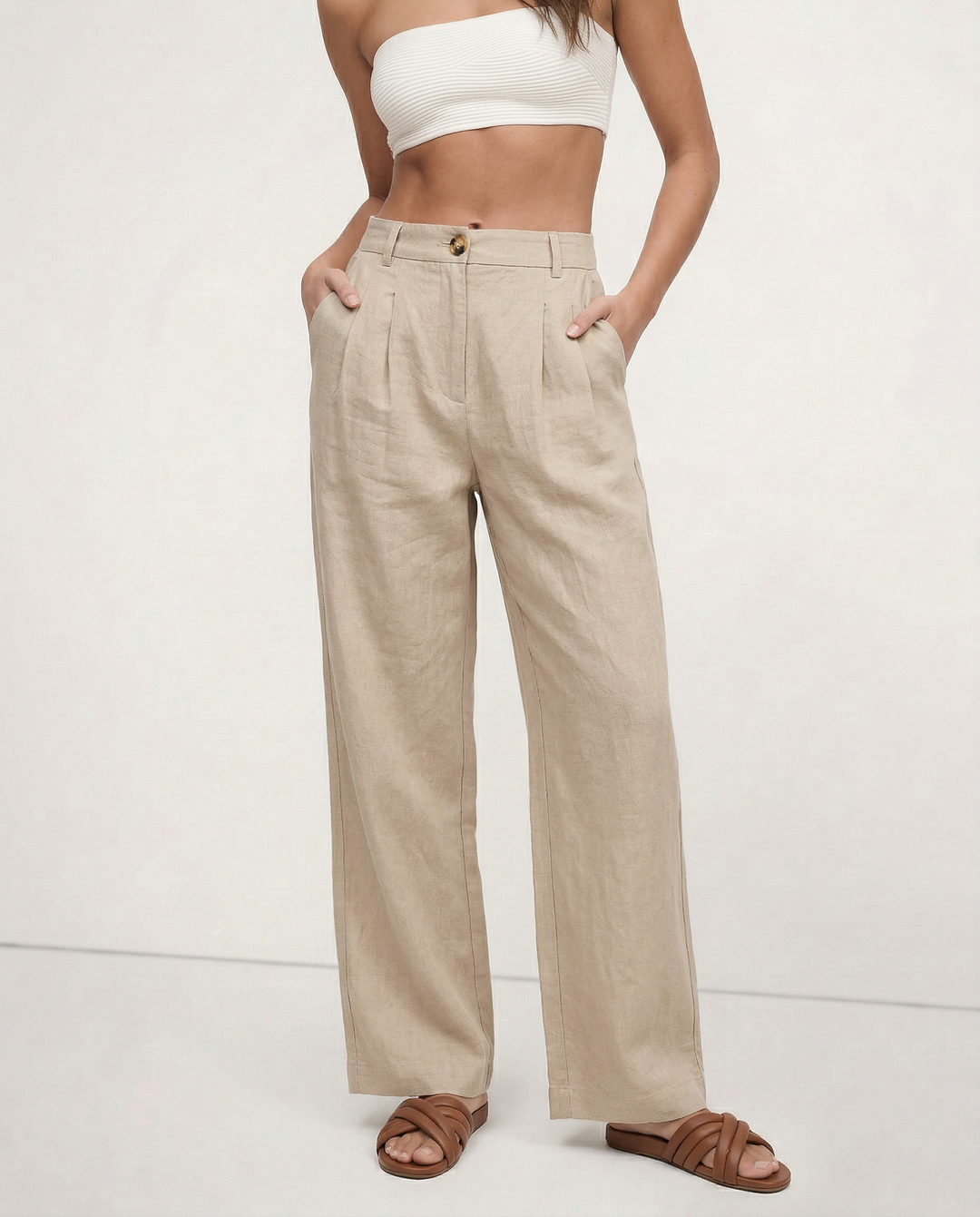 Olivia Bennet | Pleated Linen Culotte Pant