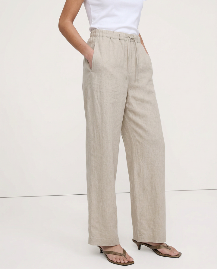 Olivia Bennet | Wide Leg Linen Pant for Women in Natural Color