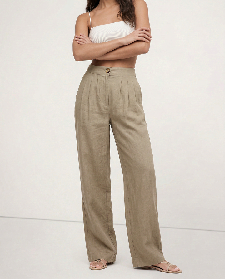 Olivia Bennet | Pleated Linen Culotte Pant
